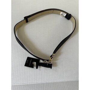 Lane Bryant Black Adjustable Belt 14-20 Gold Floral Buckle NWT Women's